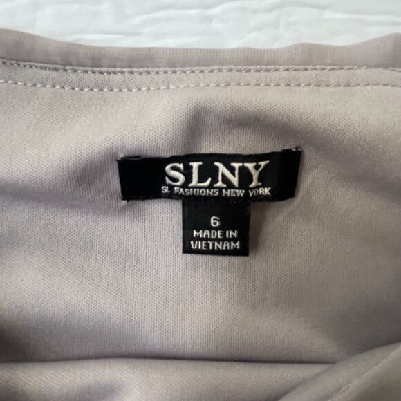 SLNY New York Dress Size 6 Formal Gray Wedding Bride Beaded Layered Holiday - Picture 5 of 16